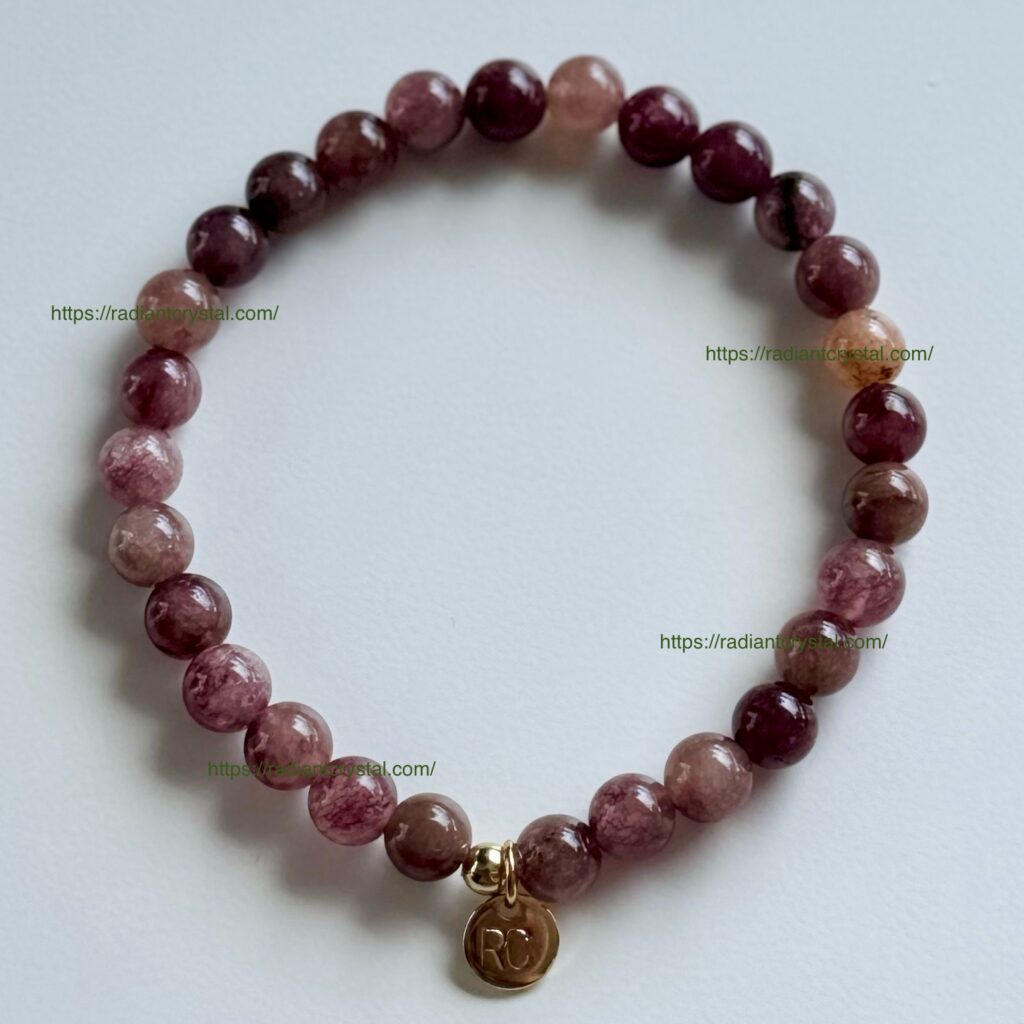 Purple and pink gemstone beaded bracelet.