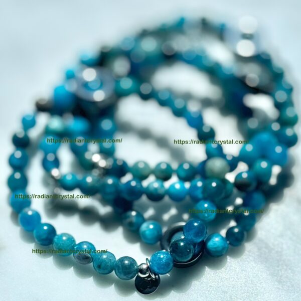 Blue apatite gemstone beaded necklace.