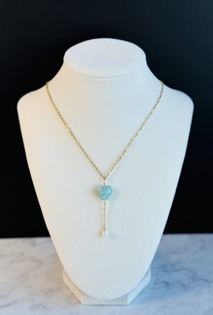 A picture of Amazonite simple necklace on the table