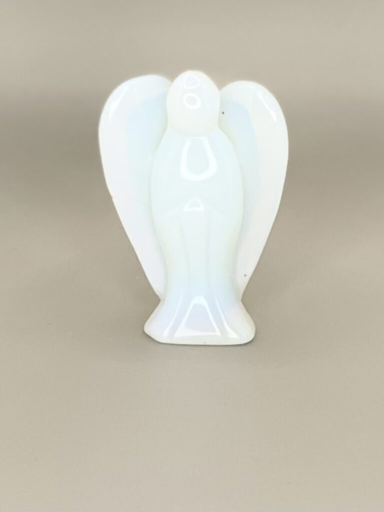 White opal angel figurine with wings.