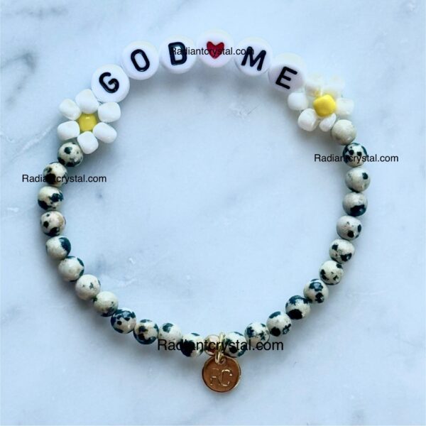 Dalmatian Jasper -God loves Me Bracelet - 2