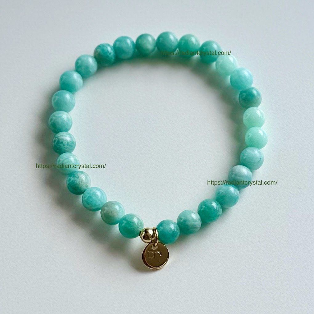 Green Amazonite beaded bracelet with charm.