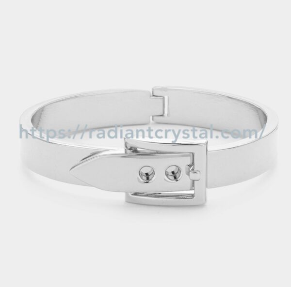 Silver belt buckle bangle bracelet.