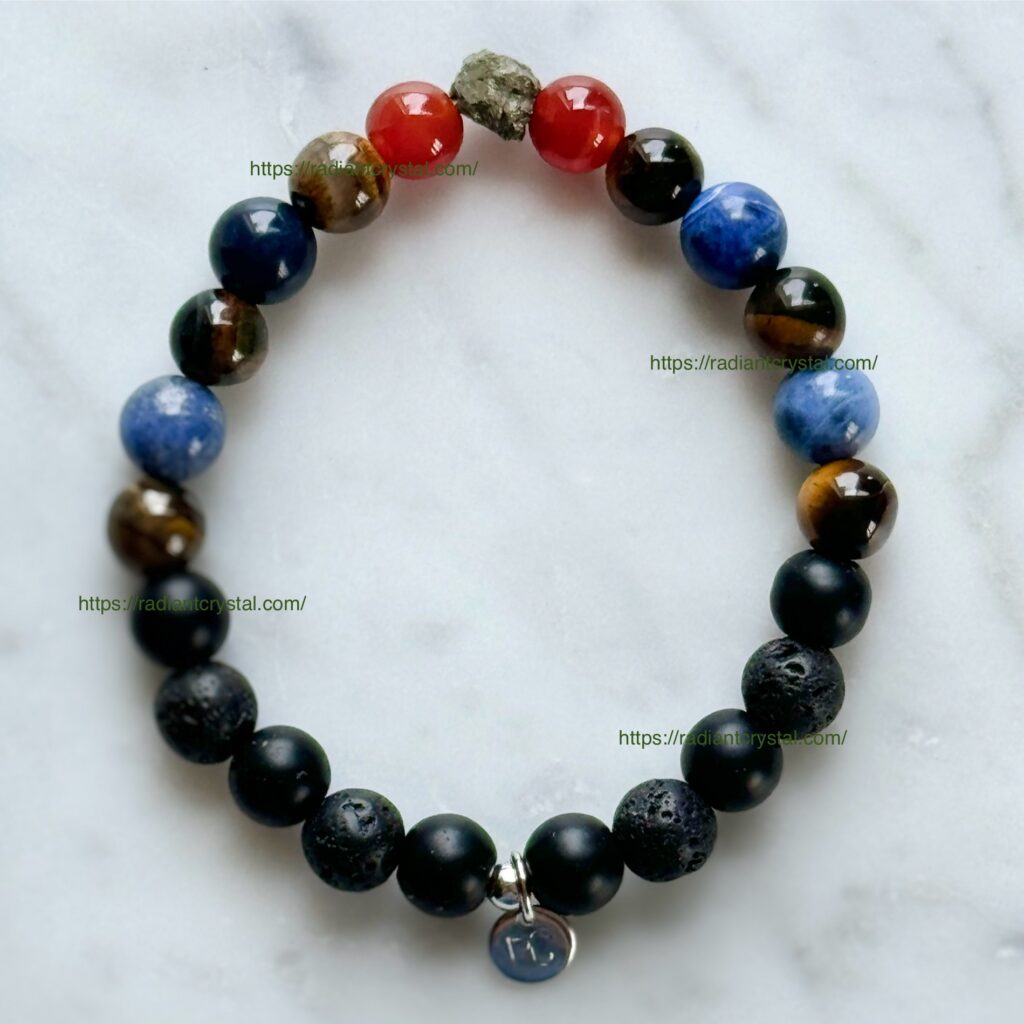 Multicolored gemstone beaded bracelet.