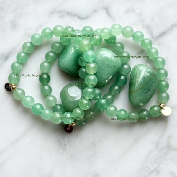 Green Aventurine bracelets and stones.