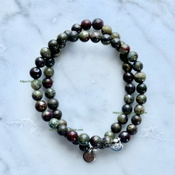 Green and red stone beaded bracelet.