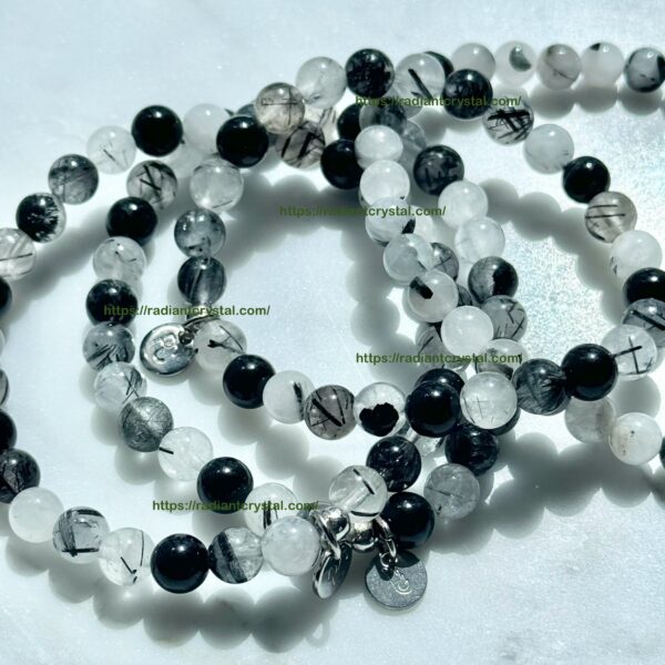 Black and clear crystal beaded bracelets.