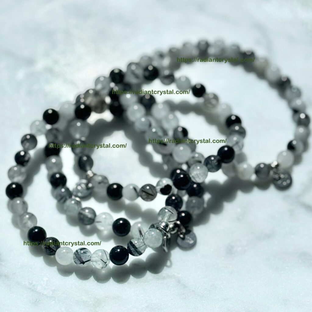 Black and white beaded bracelets.