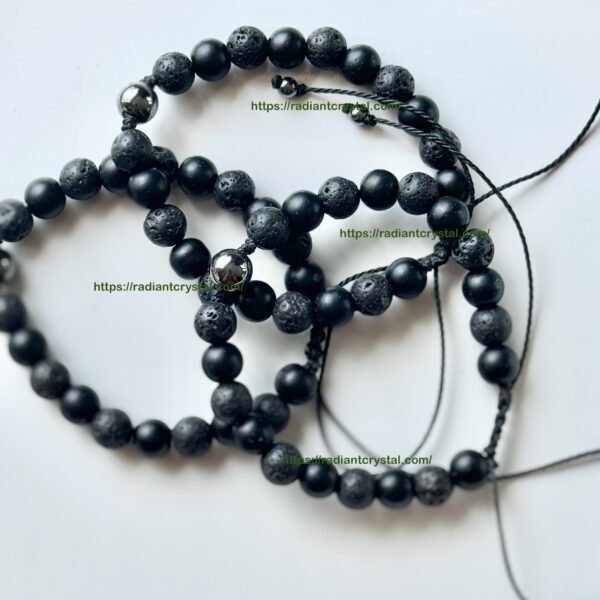 Black lava rock bead bracelets with string.