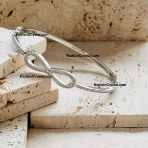 Silver infinity bracelet with cz stones.
