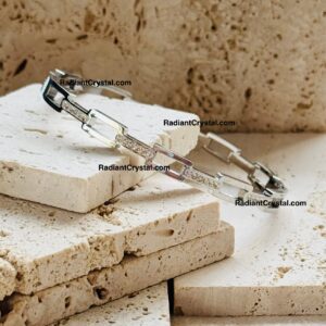 Silver bracelet with cubic zirconia.