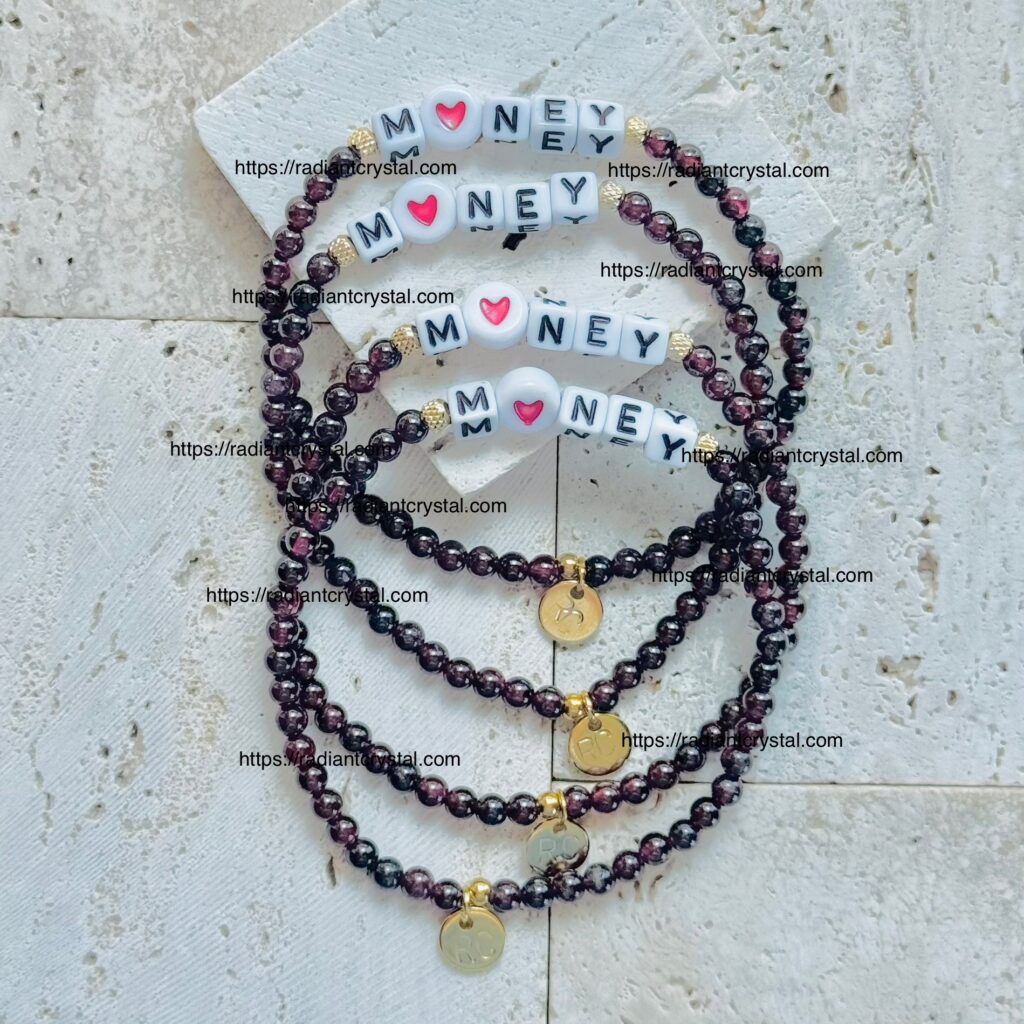 Beaded bracelets with "MONEY" letter beads.